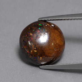 6.54 ct Multicolor Boulder Opal Gemstone, Boulder Opal Gem in Round Cabochon Shape for Sale.