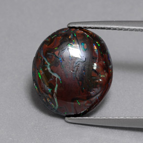 6.51 ct Multicolor Boulder Opal Gemstone, Boulder Opal Gem in Oval Cabochon Shape for Sale.