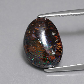 5.77 ct Multicolor Boulder Opal Gemstone, Boulder Opal Gem in Fancy Cabochon Shape for Sale.