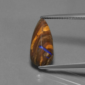 4.55 ct Multicolor Boulder Opal Gemstone, Boulder Opal Gem in Pear Cabochon Shape for Sale.