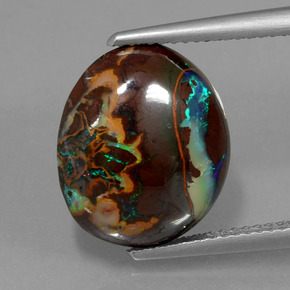 8.83 ct Multicolor Boulder Opal Gemstone, Boulder Opal Gem in Fancy Cabochon Shape for Sale.