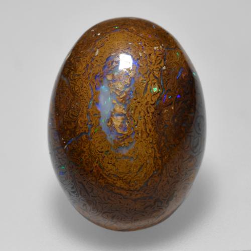 15.56 ct Multicolor Boulder Opal Stone, Natural Boulder Opal in Oval Cabochon Shape for Sale