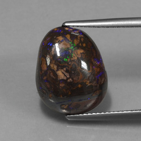 12.14 ct Multicolor Boulder Opal Gemstone, Boulder Opal Gem in Fancy Cabochon Shape for Sale.