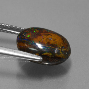 Boulder Opal Gemstone in 11 x 9 mm (calibrated) Size for Sale, Boulder Opal Stone in Multicolor Color