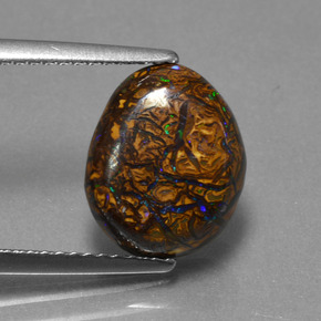 3.94 ct Multicolor Boulder Opal Gemstone, Boulder Opal Gem in Fancy Cabochon Shape for Sale.