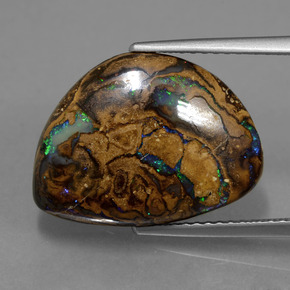 7.07 ct Multicolor Boulder Opal Gemstone, Boulder Opal Gem in Fancy Cabochon Shape for Sale.