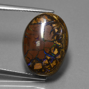 13.53 ct Multicolor Boulder Opal Gemstone, Boulder Opal Gem in Oval Cabochon Shape for Sale.