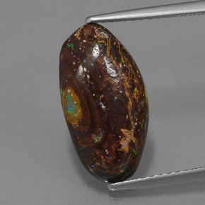 4.45 ct Multicolor Boulder Opal Gemstone, Boulder Opal Gem in Fancy Cabochon Shape for Sale.
