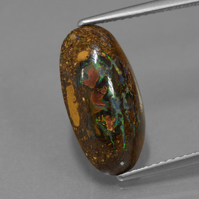 4.78 ct Multicolor Boulder Opal Gemstone, Boulder Opal Gem in Fancy Cabochon Shape for Sale.