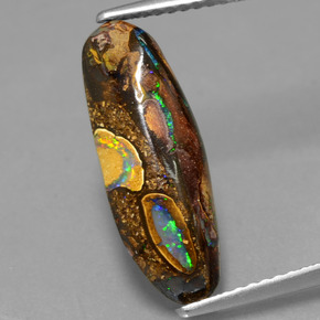 4.26 ct Multicolor Boulder Opal Gemstone, Boulder Opal Gem in Fancy Cabochon Shape for Sale.