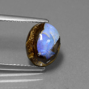2.53 ct Multicolor Boulder Opal Gemstone, Boulder Opal Gem in Oval Cabochon Shape for Sale.