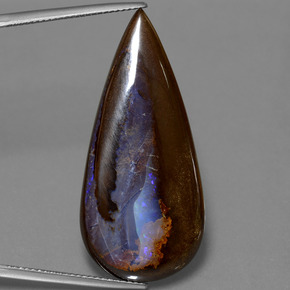 29.52 ct Multicolor Boulder Opal Gemstone, Boulder Opal Gem in Pear Cabochon Shape for Sale.