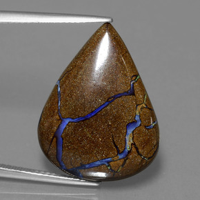 14.12 ct Multicolor Boulder Opal Gemstone, Boulder Opal Gem in Pear Cabochon Shape for Sale.