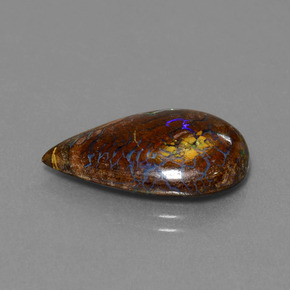 7.69 ct Multicolor Boulder Opal Stone, Natural Boulder Opal in Pear Cabochon Shape for Sale