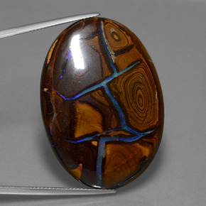 66.28 ct Multicolor Boulder Opal Gemstone, Boulder Opal Gem in Oval Cabochon Shape for Sale.