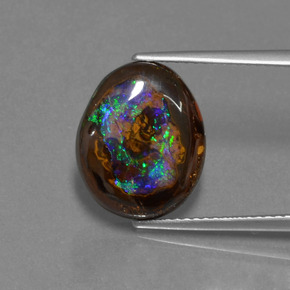 7.13 ct Multicolor Boulder Opal Gemstone, Boulder Opal Gem in Fancy Cabochon Shape for Sale.