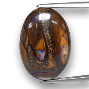 12.14 ct Multicolor Boulder Opal Gemstone, Boulder Opal Gem in Oval Cabochon Shape for Sale.