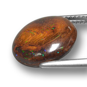 Boulder Opal Gemstone in 14 mm (calibrated) Size for Sale, Boulder Opal Stone in Multicolor Color