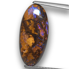 4.82 ct Multicolor Boulder Opal Gemstone, Boulder Opal Gem in Fancy Cabochon Shape for Sale.