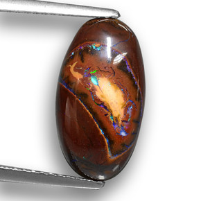 5.40 ct Multicolor Boulder Opal Gemstone, Boulder Opal Gem in Oval Cabochon Shape for Sale.