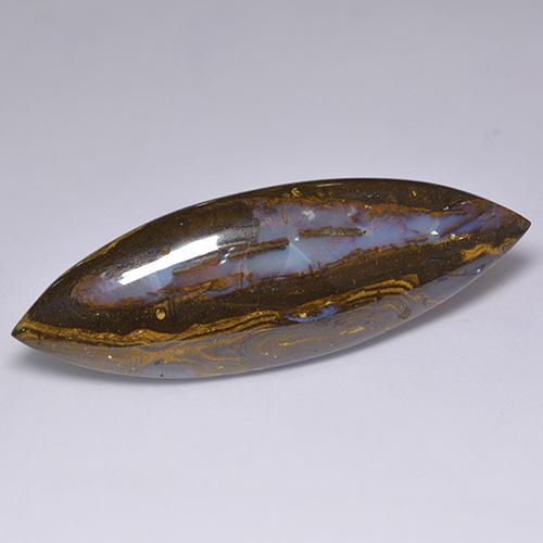 36.92 ct Multicolor Boulder Opal Stone, Natural Boulder Opal in Marquise Cabochon Shape for Sale