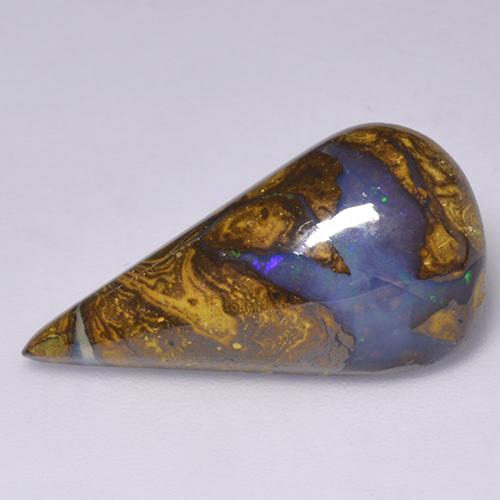 7.06 ct Multicolor Boulder Opal Gemstone, Boulder Opal Gem in Pear Cabochon Shape for Sale.