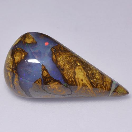 7.06 ct Multicolor Boulder Opal Stone, Natural Boulder Opal in Pear Cabochon Shape for Sale