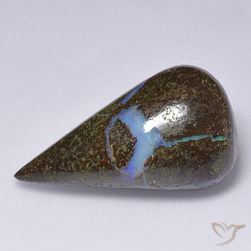 14.46ct Natural Multicolor Boulder Opal, Pear Shape, Opaque