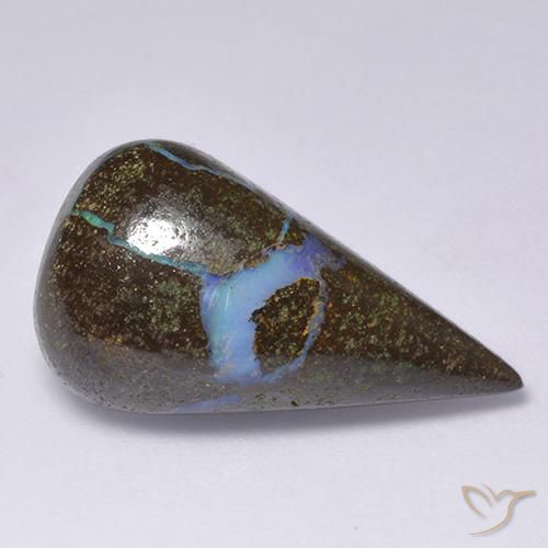14.46 ct Multicolor Boulder Opal Stone, Natural Boulder Opal in Pear Cabochon Shape for Sale