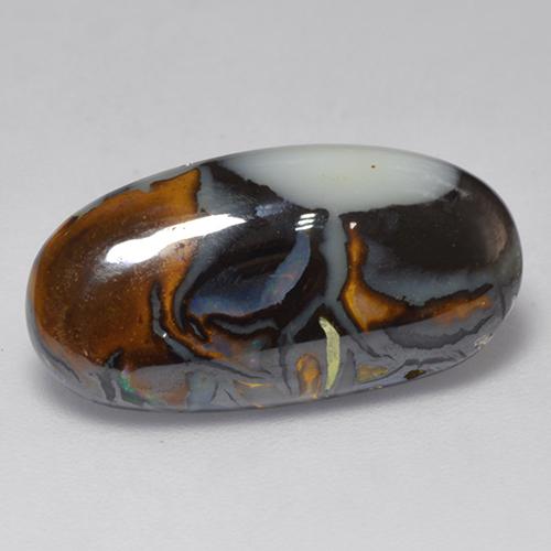 6.31 ct Multicolor Boulder Opal Gemstone, Boulder Opal Gem in Oval Cabochon Shape for Sale.