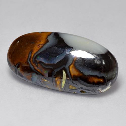 6.31 ct Multicolor Boulder Opal Stone, Natural Boulder Opal in Oval Cabochon Shape for Sale
