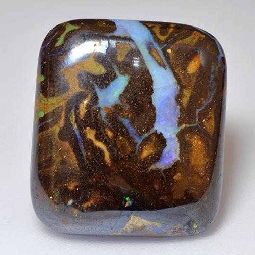 25.04 ct Multicolor Boulder Opal Stone, Natural Boulder Opal in Cushion Cabochon Shape for Sale