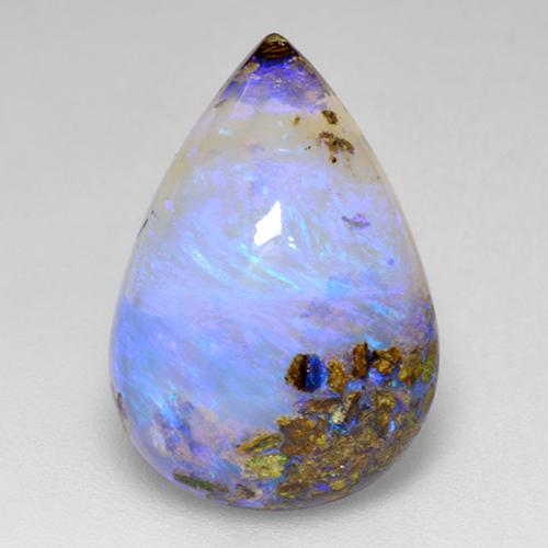 6.22 ct Multicolor Boulder Opal Stone, Natural Boulder Opal in Pear Cabochon Shape for Sale