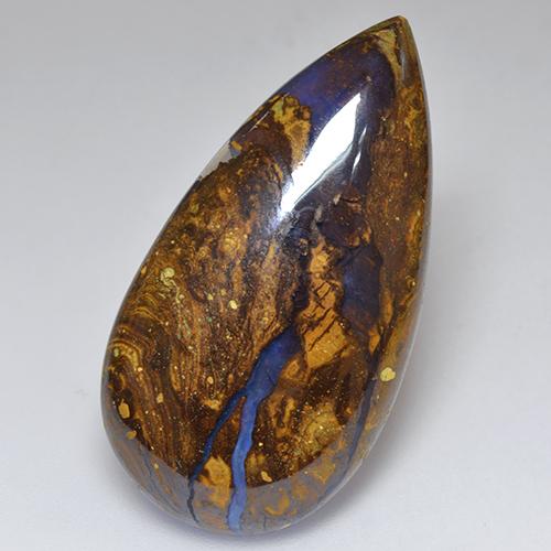 24.34 ct Multicolor Boulder Opal Stone, Natural Boulder Opal in Pear Cabochon Shape for Sale