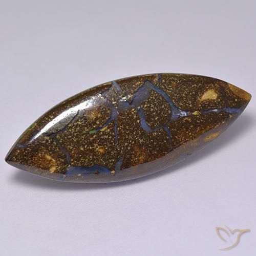 18.28 ct Multicolor Boulder Opal Stone, Natural Boulder Opal in Marquise Cabochon Shape for Sale