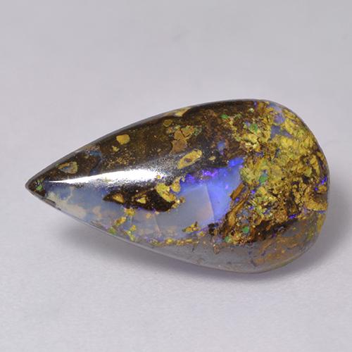 2.84 ct Multicolor Boulder Opal Stone, Natural Boulder Opal in Pear Cabochon Shape for Sale