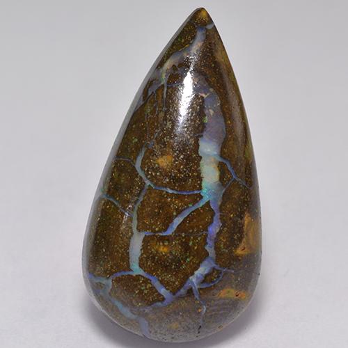 Multicolor Ópalo Boulder Gema - 16.1ct Cabujón Pera (ID: 522407)