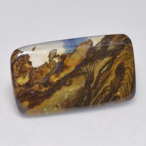 2.58 ct Multicolor Boulder Opal Gemstone, Boulder Opal Gem in Cushion Cabochon Shape for Sale.
