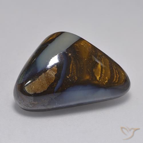 13.97 ct Multicolor Boulder Opal Stone, Natural Boulder Opal in Trillion Cabochon Shape for Sale
