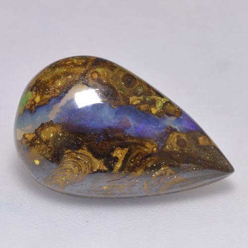 9.31 ct Multicolor Boulder Opal Stone, Natural Boulder Opal in Pear Cabochon Shape for Sale