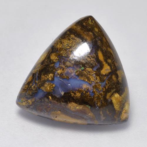 8.22 ct Multicolor Boulder Opal Gemstone, Boulder Opal Gem in Trillion Cabochon Shape for Sale.