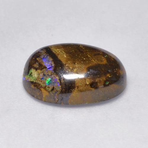 Boulder Opal Gemstone in 11 x 9 mm (calibrated) Size for Sale, Boulder Opal Stone in Multicolor Color