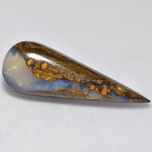 7.52 ct Multicolor Boulder Opal Gemstone, Boulder Opal Gem in Pear Cabochon Shape for Sale.