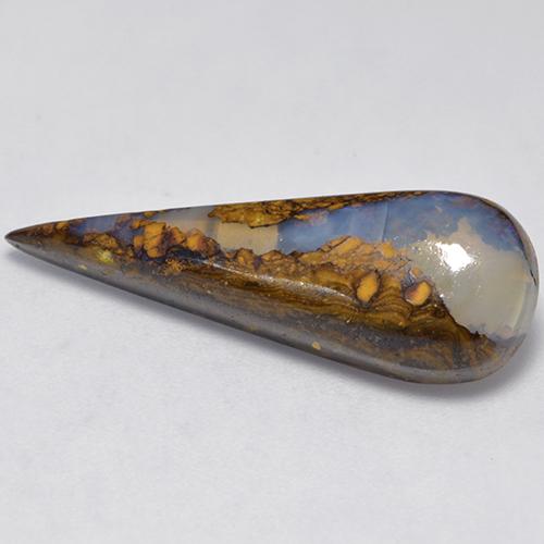 7.52 ct Multicolor Boulder Opal Stone, Natural Boulder Opal in Pear Cabochon Shape for Sale