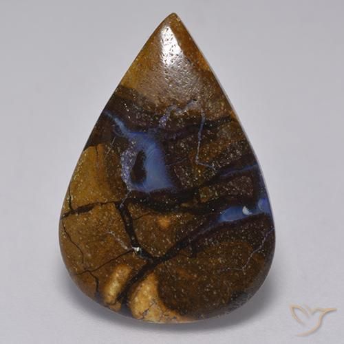 23,3 x 16,3mm birnenschliff mehrfarbiger Boulder-Opal aus Australian, Gewicht 11,18 ct, 1 Stück Boulder-Opal - Farbe: Mehrfarbig, natürlicher Edelstein in Opaque Reinheit, Mohs-Härte von 5,5 - 6,5, Photo A