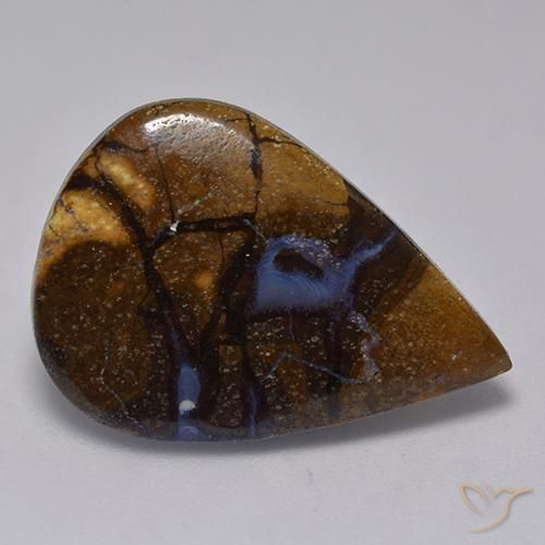 11.18 ct Multicolor Boulder Opal Stone, Natural Boulder Opal in Pear Cabochon Shape for Sale