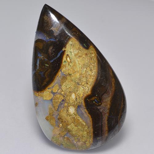 Mehrfarbig Boulder-Opal Edelstein - 16.2ct Birnen Cabochon (ID: 523671)