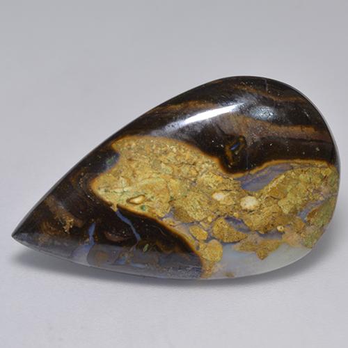 16.17 ct Multicolor Boulder Opal Stone, Natural Boulder Opal in Pear Cabochon Shape for Sale
