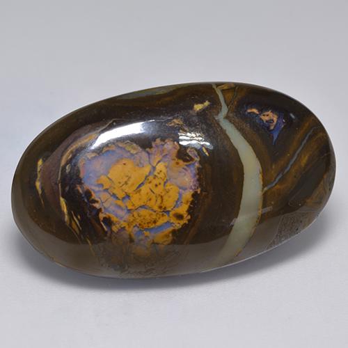 41.33 ct Multicolor Boulder Opal Gemstone, Boulder Opal Gem in Oval Cabochon Shape for Sale.