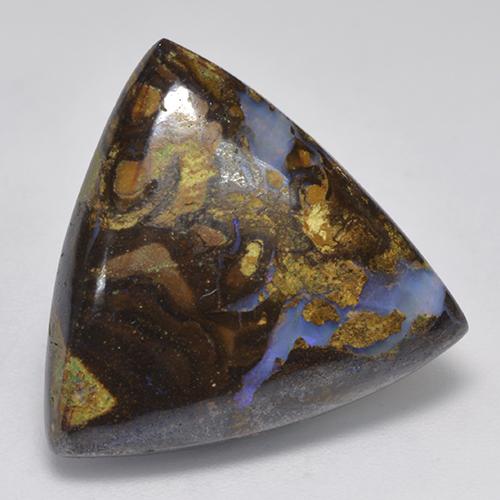 17.74 ct Multicolor Boulder Opal Stone, Natural Boulder Opal in Trillion Cabochon Shape for Sale